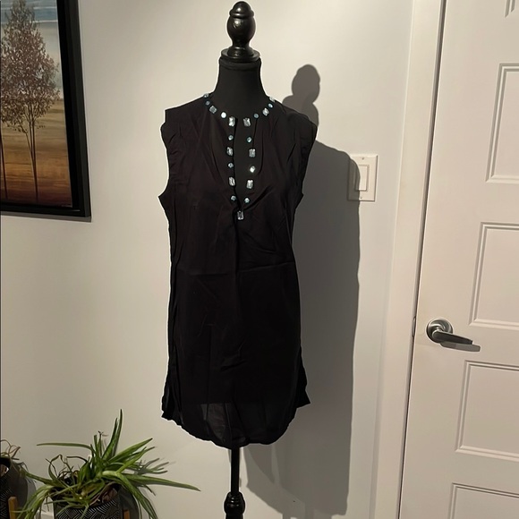 Christina Black Swim Coverup with Blue Accents - Picture 2 of 8